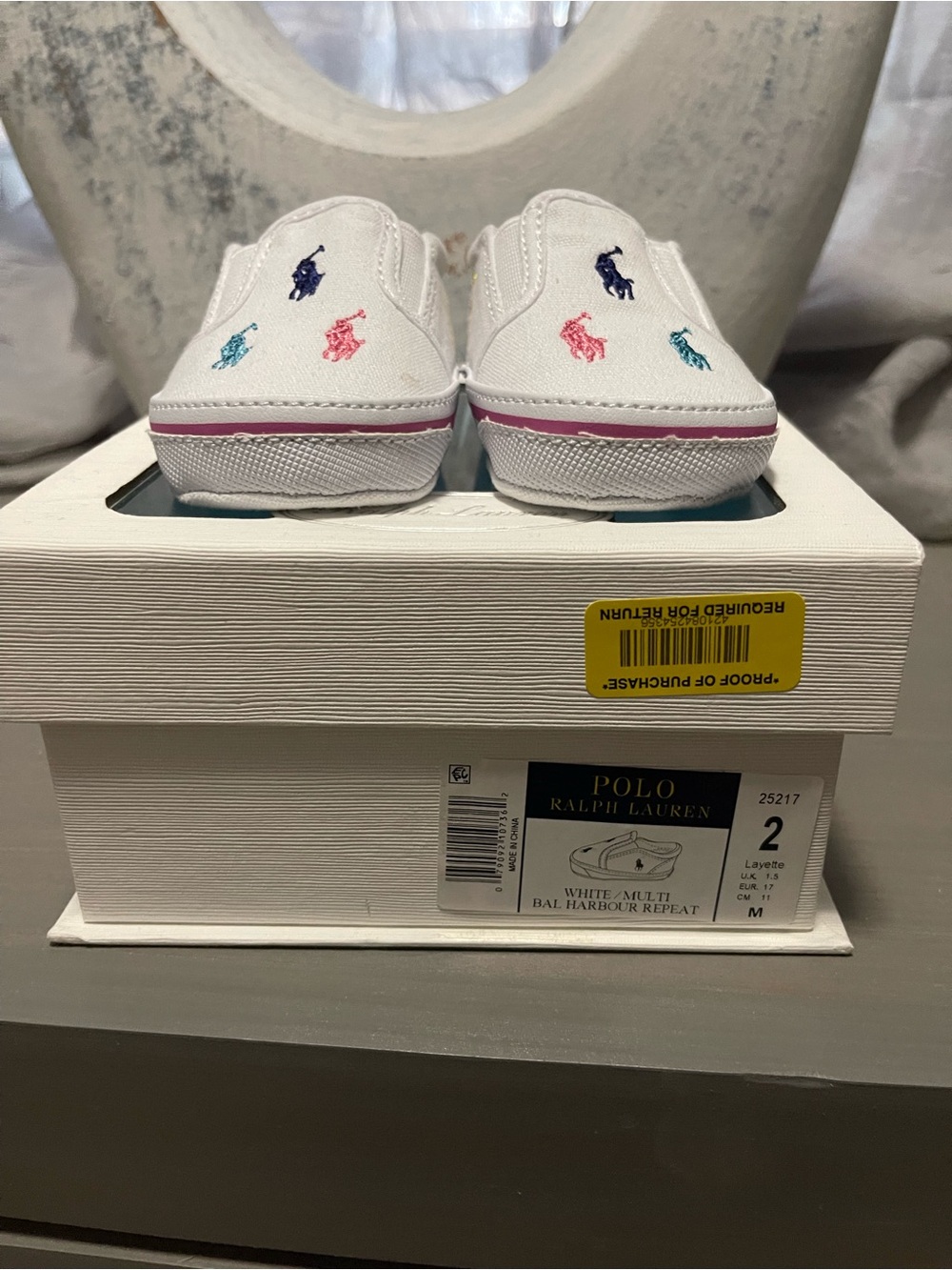 Polo by Ralph Lauren White Multi Baby Slip-On Shoes
